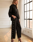 JOH |Farrah Stretch French Scuba Pearl Pant with Glitter