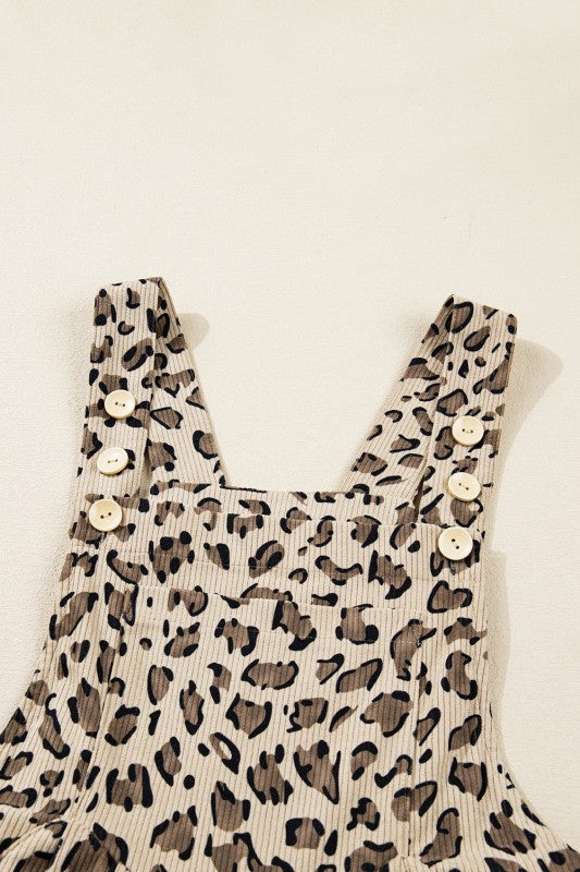 Leopard Bib Wide Leg Jumpsuit