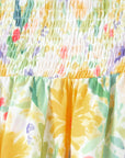 Floral Denim Tie Strap High Waist Maxi Dress