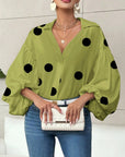 Polka Dot Bubble Sleeve Blouse