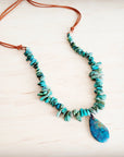 Natural Turquoise Chunky Necklace with Large Natural Pendant