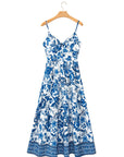 Floral Twisted Bust Spaghetti Strap Backless Maxi Dress