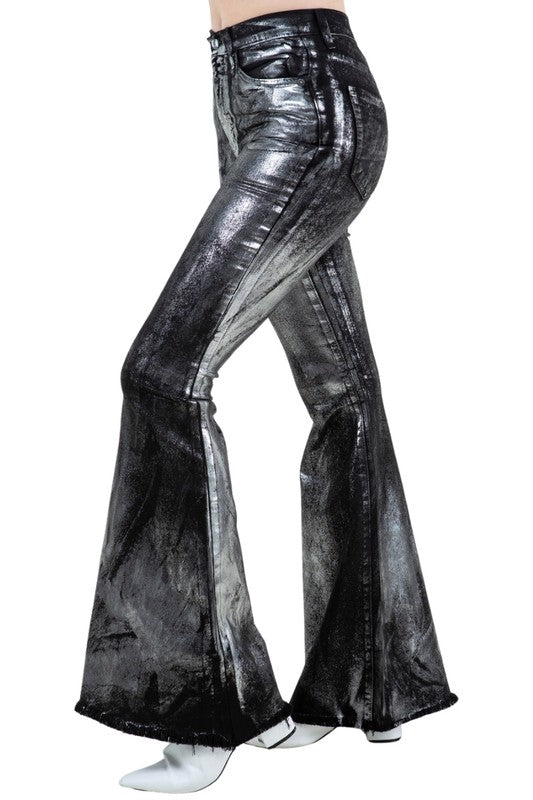GJG Denim Metallic Bell Bottom Jean Black -Inseam 32
