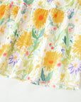 Floral Denim Tie Strap High Waist Maxi Dress