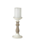 Ivory Candle Holder with Wood Accent (Set of 3)