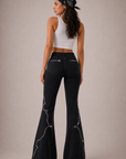 GJG Denim Santa Fe Studded Bell Bottom Jeans — Black