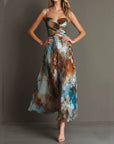 Romantic Floral Strappy Maxi Dress