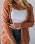 Plus Size Solid Pointelle Knit Open Front Cardigan