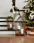 Natural Wooden Lantern with Open Top (Set of 2)