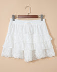 Lace Ruffle Tiered Drawstring Waist Shorts
