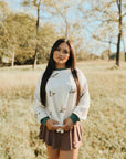 Mallard Duck Corded Knit Crew Neck Pullover Top