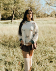 Mallard Duck Corded Knit Crew Neck Pullover Top