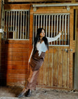 Solid Lace Patchwork Hem Maxi Skirt