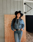 Western Denim Patch Pockets Long Sleeve Shirt