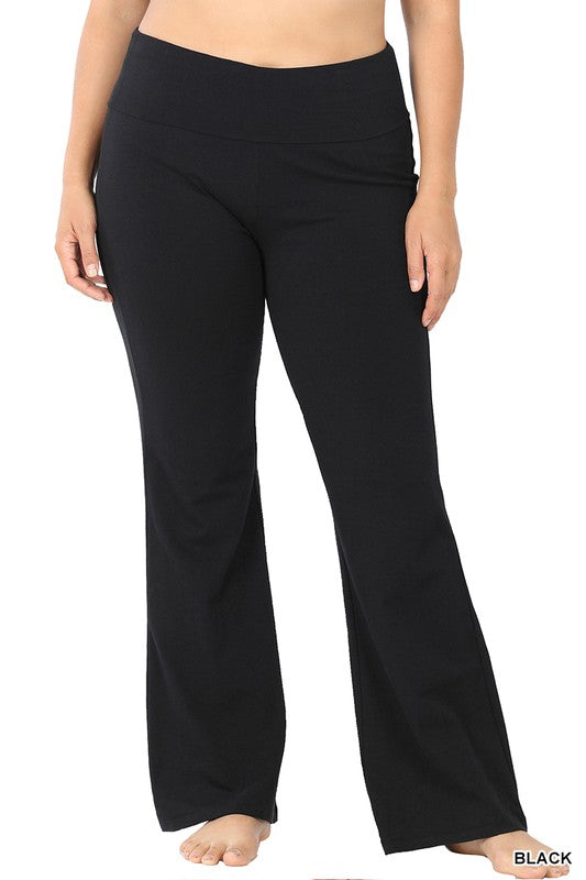 Zenana Plus Premium Cotton Fold Over Yoga Flare Pant - Online Only – My  Pampered Life Seattle