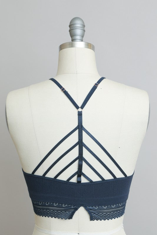 Leto Accessories High Neck Crochet Lace Trim Bralette