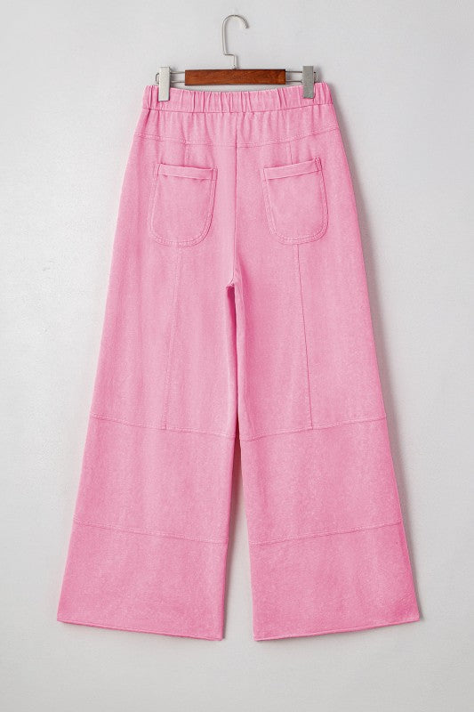 Mineral Wash Reverse Seam Drawstring Elastic Waist