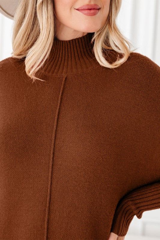Ribbed Mock Neck Sweater Dress
