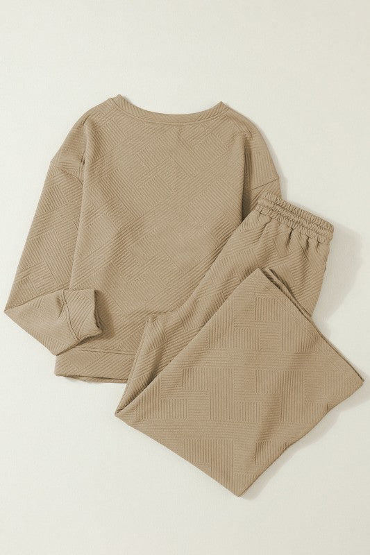 Textured Top and Pants Set