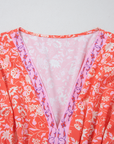 Floral Tassel Tie Sleeve Empire Waist Maxi Dress