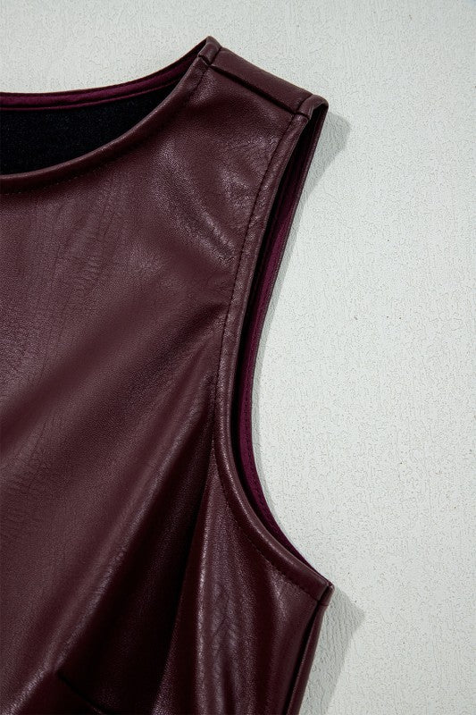 Vegan Leather Sleeveless Mini Dress