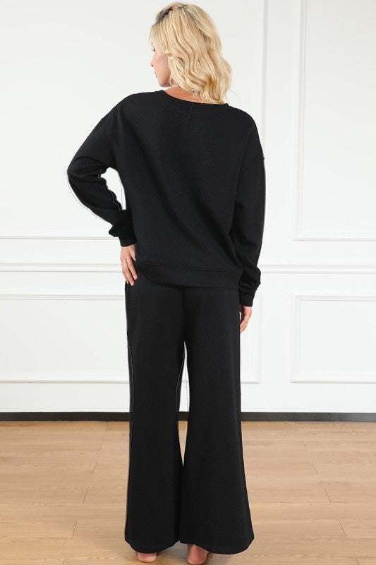 Textured Top and Pants Set