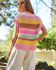 Davi & Dani Crochet Multi Striped Pullover Knit Sweater Vest