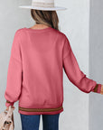 Western See You Cowboy Embroidered Stripe Cuff Sweater