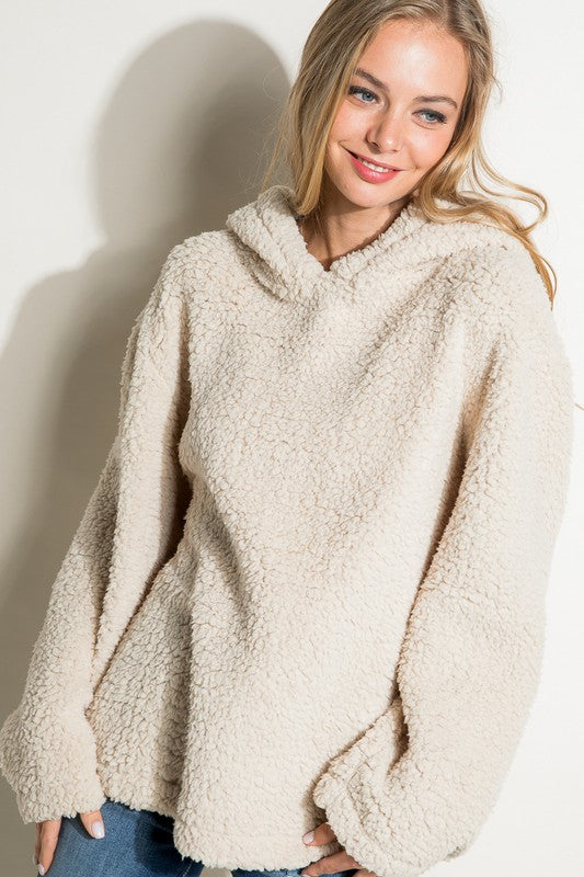 e Luna Fuzzy Faux Fur Oversized Sweatshirt