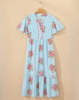 Floral Notched Neck Flutter Sleeve Maxi Dress