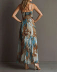 Romantic Floral Strappy Maxi Dress