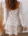 Floral Long Sleeve Ruffle Flared Mini Dress