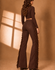 GJG Denim Westwood Studded Fringe Bootcut Jeans — Chestnut