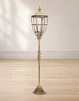 Distressed Metal Lantern Post with Glass Insert 36"H