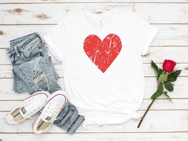 Plus Distressed Red Valentine Heart Graphic Tee