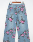 Floral Denim Wide Leg Jeans