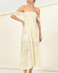 HYFVE Pastel Florals Smocked Midi Dress
