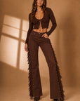 GJG Denim Westwood Studded Fringe Bootcut Jeans — Chestnut