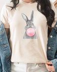 Cute Bunny Blowing Bubblegum Easter Graphic Tee