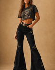 GJG Denim Desert Halo Studded Bell Bottom Jeans