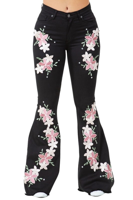 GJG Denim Angela Bell Bottom Jean in Black-Inseam 30