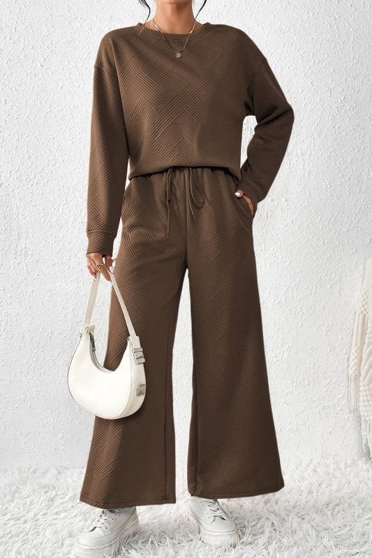 Textured Top and Pants Set
