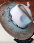 Hand-Painted Leopard Boho Western Cowgirl Hat & Band Turq Brown 987c