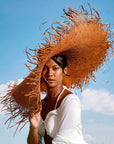 AMORA Oversized Woven Straw Hat in Burnt Caramel - My Pampered Life Seattle