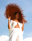 AMORA Oversized Woven Straw Hat in Burnt Caramel - My Pampered Life Seattle