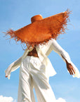 AMORA Oversized Woven Straw Hat in Burnt Caramel - My Pampered Life Seattle