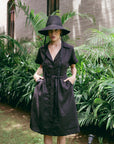 ARYA Safari Linen Midi Dress, in Black - My Pampered Life Seattle