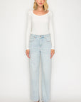 Artemis Vintage Tummy Control High Rise Modal Straight Jeans in Light Wash