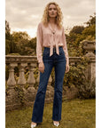 Artemis Vintage Julia Double-Button High-Rise Bootcut Jeans – Dark Stone Wash
