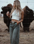 Artemis Vintage Elise Tummy Control High Rise Cuffed Wide Leg Jeans